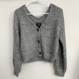 Abercrombie and Fitch Crop Knitted Cardigan Sweater Gray Women’s Size Small